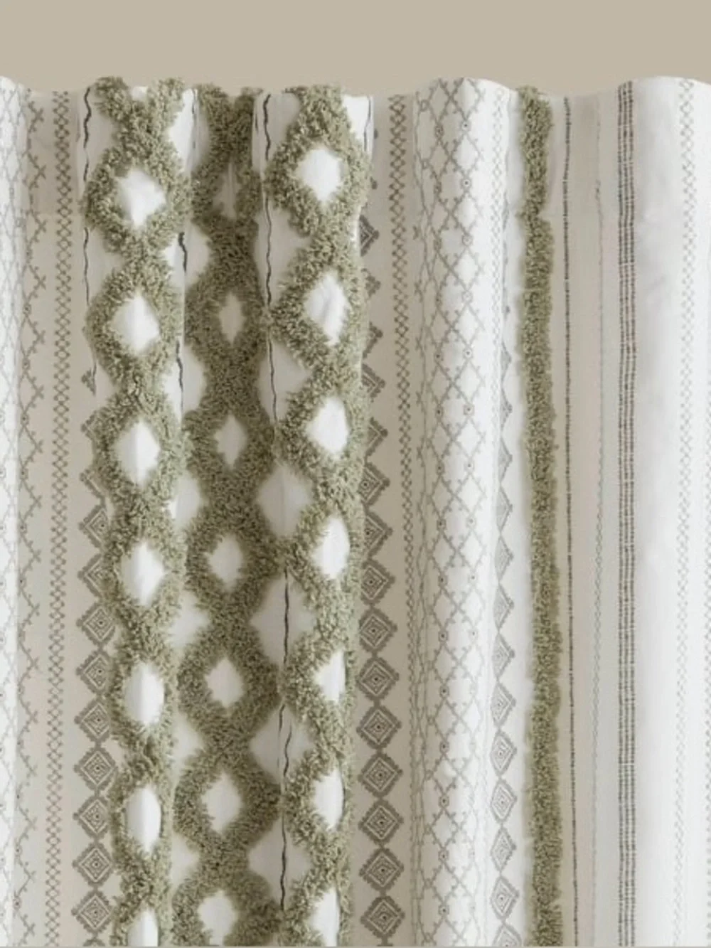 INK+IVY Imani Cotton Printed Curtain Panel Chenille Stripe 50x108